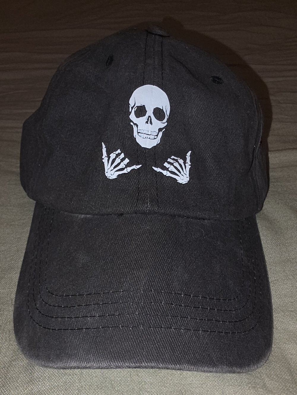 Skull Graphic Baseball Cap in Black & White